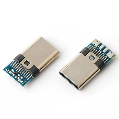 Conectores USB Tipo C Plugue 24 pinos 4 núcleos Fio de solda com soquete PCB macho