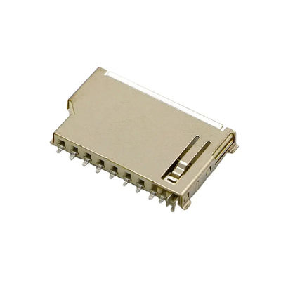 Tipo curto Shell de cobre do impulso do impulso do conector de cartão da memória do corpo 9Pin SD