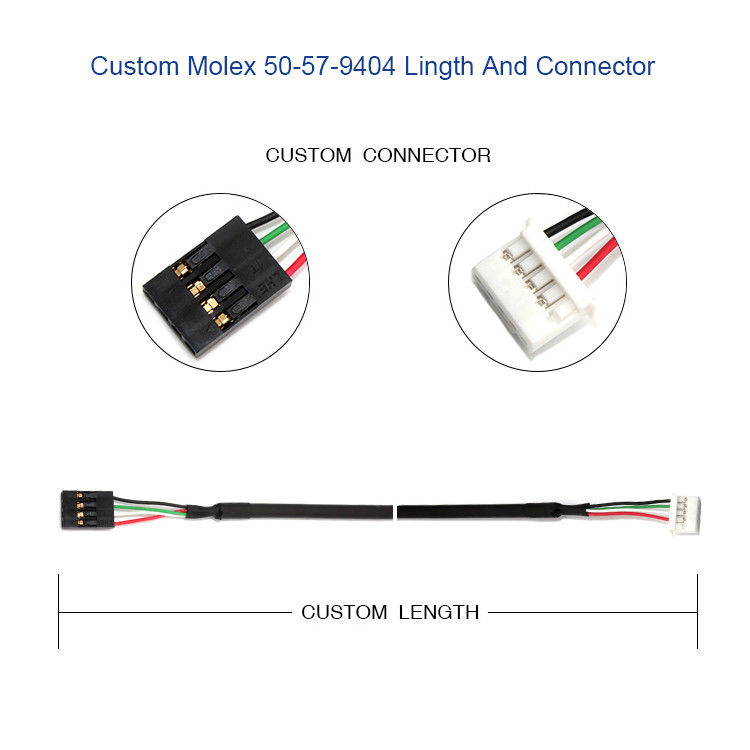 Chicote de fios feito sob encomenda do fio de Molex 50-57-9404 com SL 2.54mm 4 conector da maneira 70066