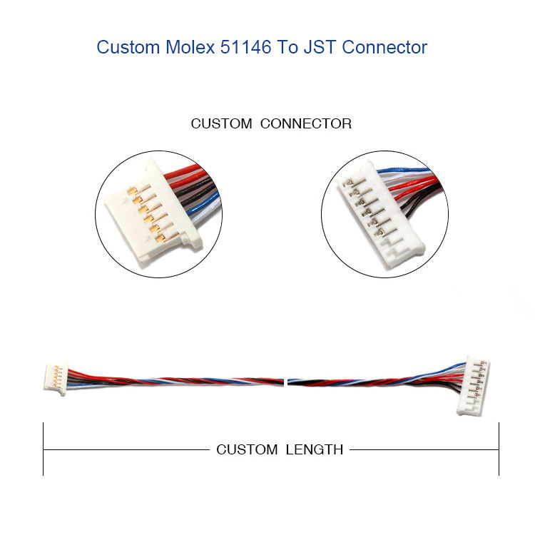 chicote de fios elétrico MOLEX 51146 1.25mm do fio de 5P 6P com o suporte do alojamento de A1254 SMD