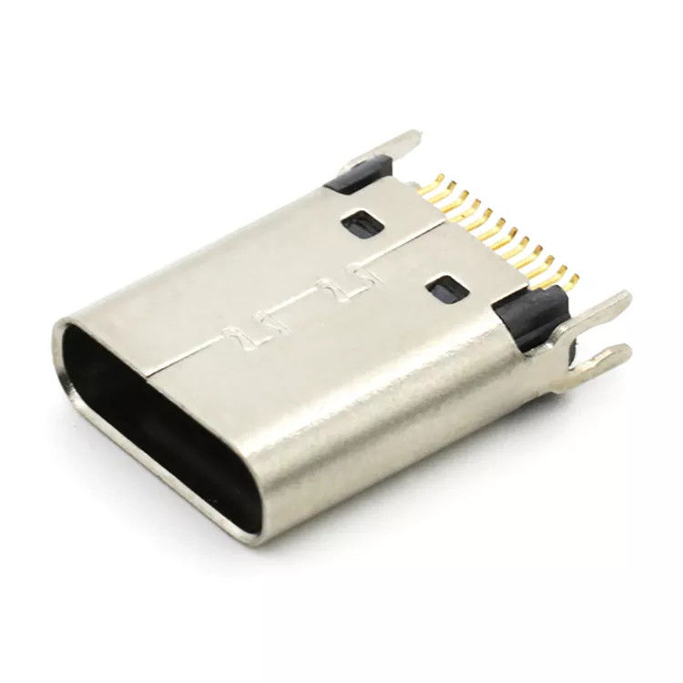 Conectores de soquete fêmea 24P USB 3.1 TIPO C 180 graus para PCB de 1,0 mm