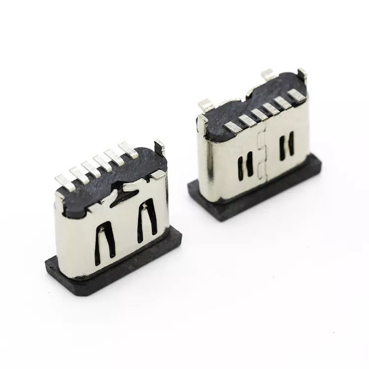 Conector vertical 6P fêmea USB 3.1 C tipo SMT para telefone celular