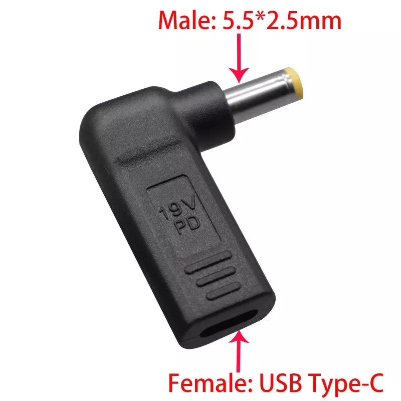 USB Tipo C Fêmea Para DC 5525 Masculino Conversor PD Decoy Spoof Trigger Plug Jack