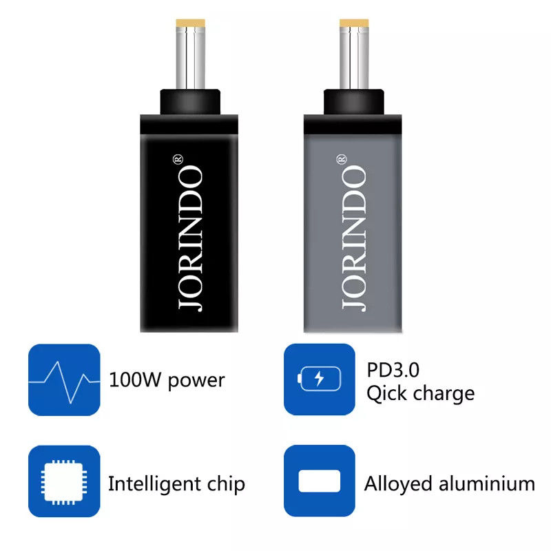 100 W USB Tipo C Fêmea Para DC 5,5 x 2,5 mm Macho Conector PD Carregamento Rápido