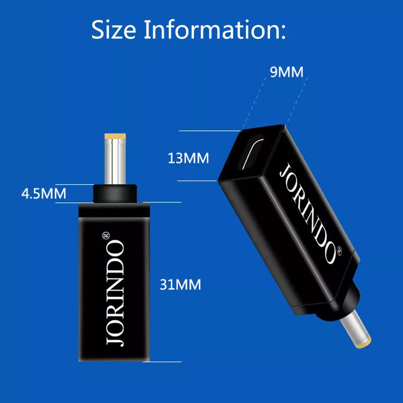 100 W USB Tipo C Fêmea Para DC 5,5 x 2,5 mm Macho Conector PD Carregamento Rápido