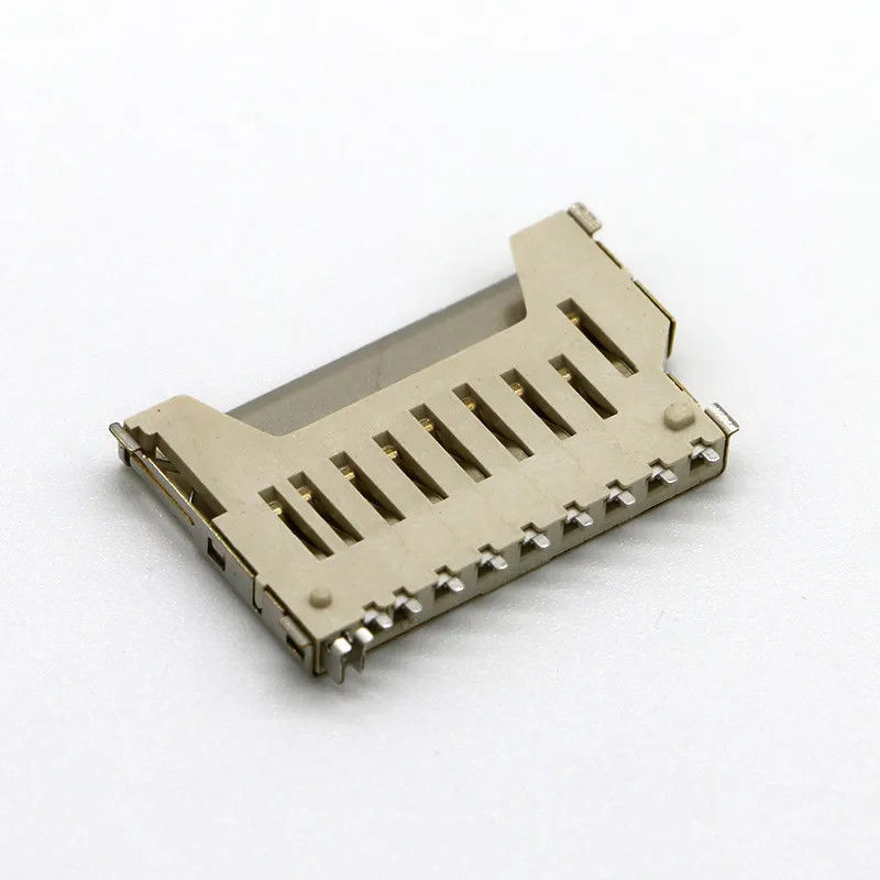 Tipo curto Shell de cobre do impulso do impulso do conector de cartão da memória do corpo 9Pin SD