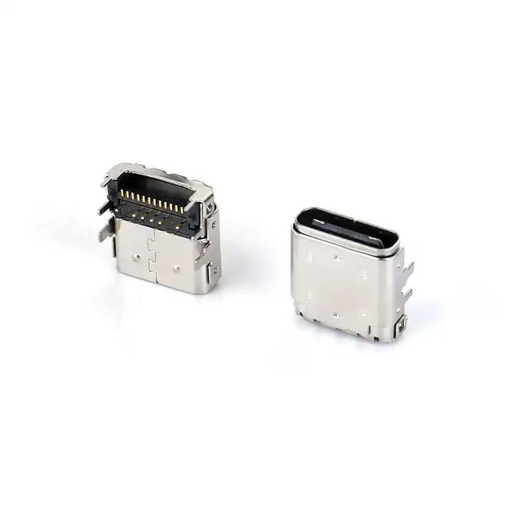 24 pin USB Tipo C Conector feminino DIP+SMT 3.4 Plug frontal e patch traseiro para cabo de carregamento