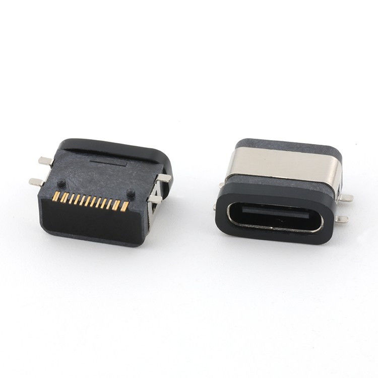 Conector feminino USB 16 pin impermeável IPX8 Tipo C SMT AC DC 5V Tensão nominal