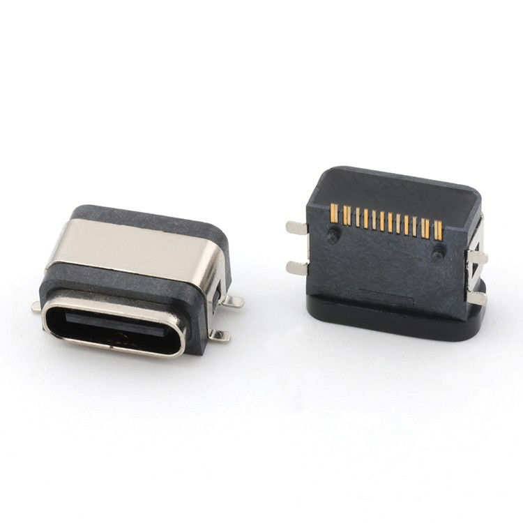 Conector feminino USB 16 pin impermeável IPX8 Tipo C SMT AC DC 5V Tensão nominal
