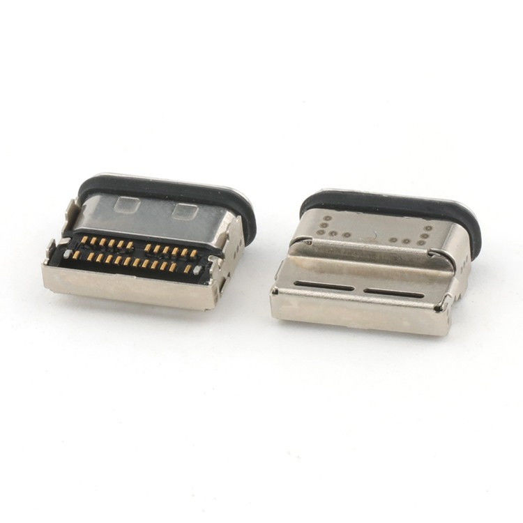 Conector USB C de 24 pines SMT Tipo IPX8 Conector USB C tipo feminino à prova d'água