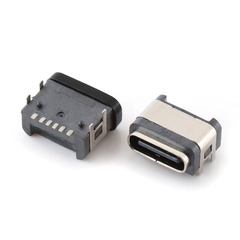 Conector USB impermeável 6pins feminino ângulo direito conector impermeável tipo-c