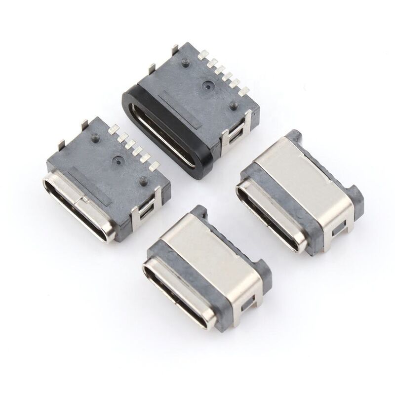 Conector USB impermeável 6pins feminino ângulo direito conector impermeável tipo-c