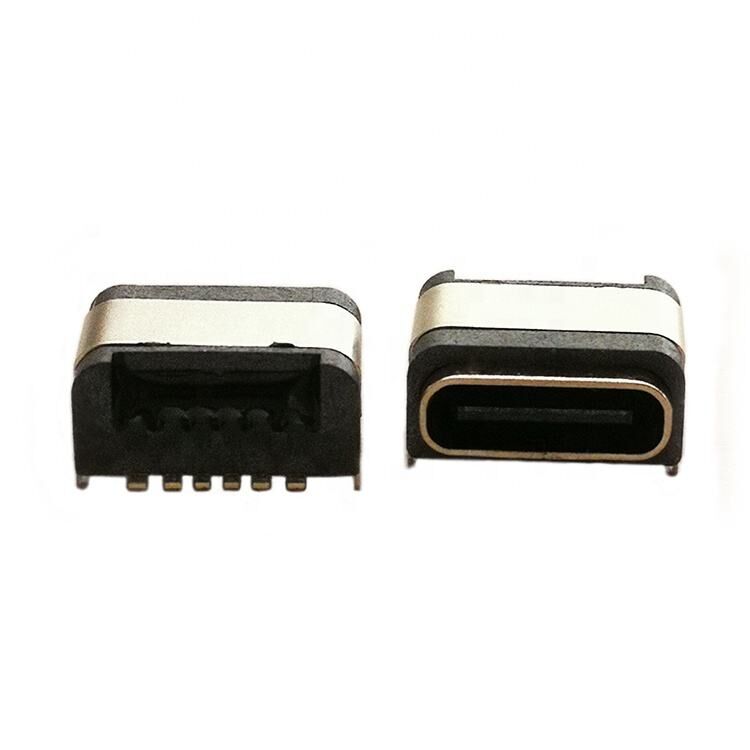 Conector USB à prova d'água IP67, conector fêmea USB Tipo C de montagem em superfície horizontal de 6 pinos