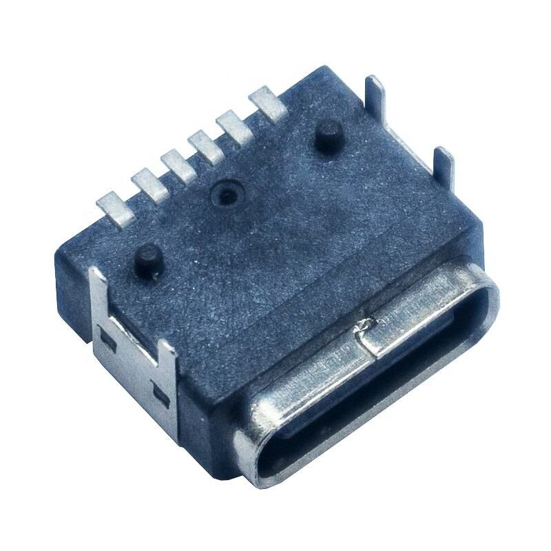 Conector USB Tipo C Fêmea à Prova d'Água para Montagem em Painel com 6 Pinos
