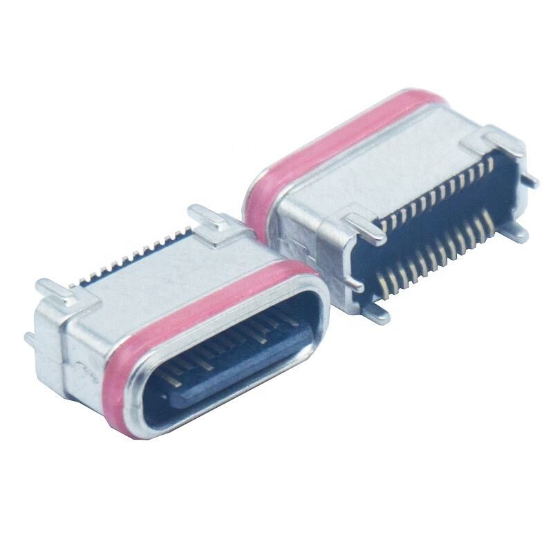 SMD à prova d'água Vertical Zinc Powder Metallurgy 24Pins Female Type-c Connector USB Plug