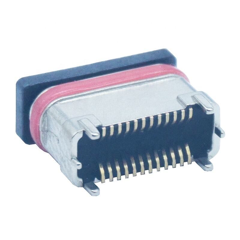 SMD à prova d'água Vertical Zinc Powder Metallurgy 24Pins Female Type-c Connector USB Plug