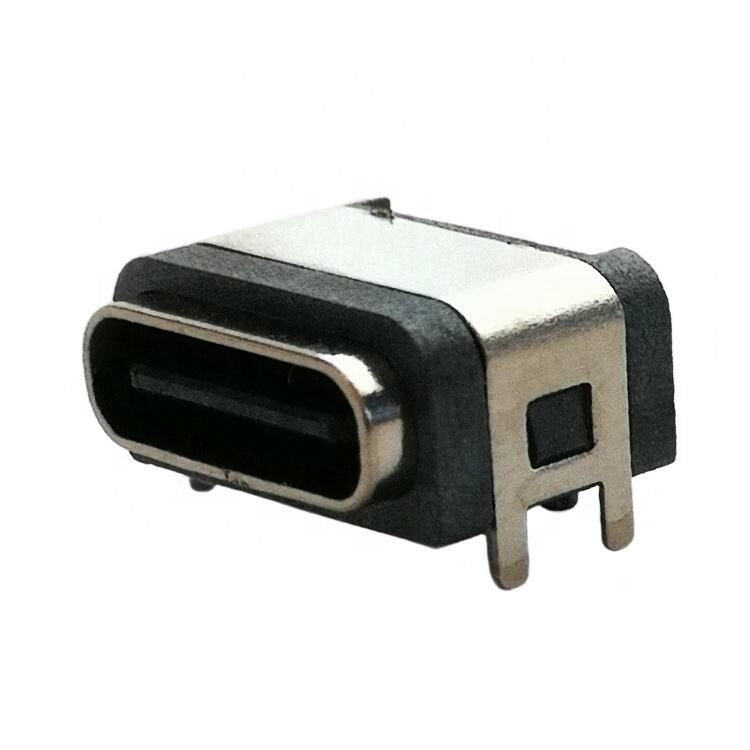 Conector USB à prova d'água IP67, conector fêmea USB Tipo C de montagem em superfície horizontal de 6 pinos
