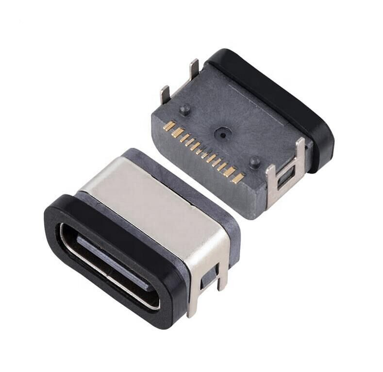 Conector USB de 16 pines Feminino Soquete tipo-c impermeável SMT IPX7