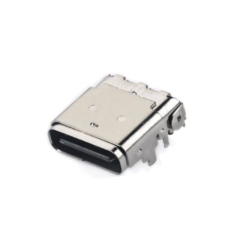 Conector de receptores híbridos de ângulo reto feminino 24PIN USB 3.1 Tipo C para carregamento telefônico e transferência rápida de dados