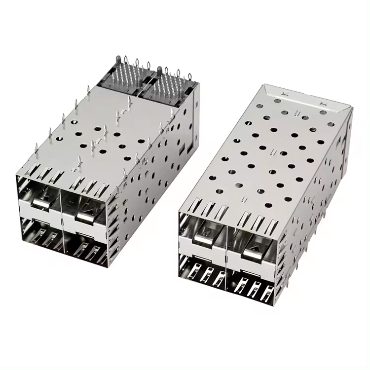 QSFP SFP Cage 2X2 Port Cage com Light PIPE XFP CFP Sfp Conector Tampa Poeira Módulo Fibra Óptica Blindagem