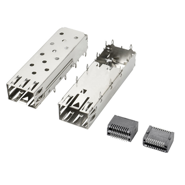 QSFP SFP Cage 2X2 Port Cage com Light PIPE XFP CFP Sfp Conector Tampa Poeira Módulo Fibra Óptica Blindagem