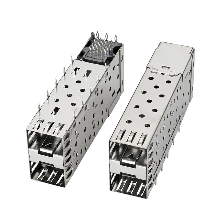 QSFP SFP Cage 2X2 Port Cage com Light PIPE XFP CFP Sfp Conector Tampa Poeira Módulo Fibra Óptica Blindagem