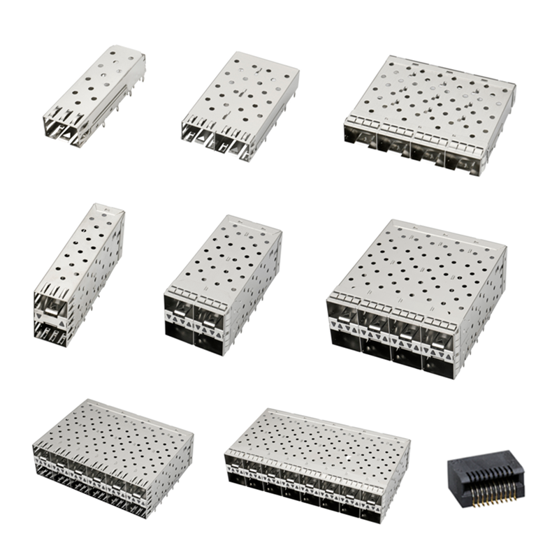 QSFP SFP Cage 2X2 Port Cage com Light PIPE XFP CFP Sfp Conector Tampa Poeira Módulo Fibra Óptica Blindagem