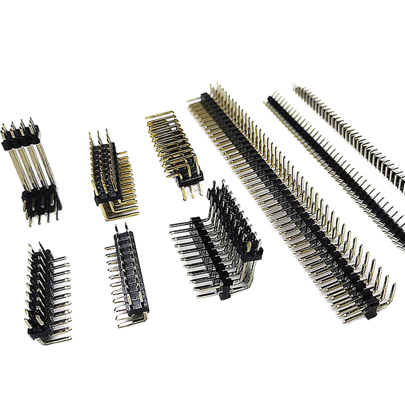Conector de cabeçalho de pino macho de fileira dupla com passo de 2,54 mm, tira de cabeçalho reta banhada a ouro para PCB