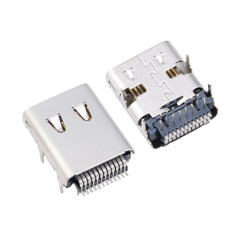 Conector USB 3.2 Tipo-C personalizado 40 Gbps Soquete U4 à prova d'água 24 pin SMT DIP PCB Female Male Connector Factory
