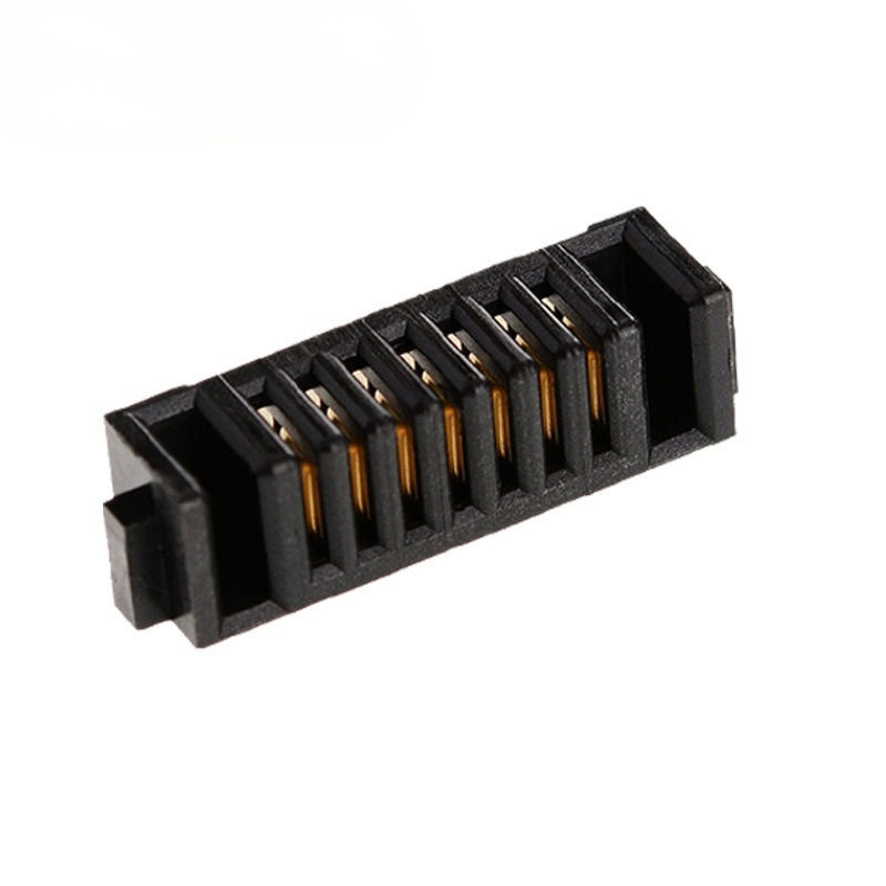 Conector de suporte de bateria de trava de impressão digital de 7 pinos, lâmina de inserção com espaçamento de 2,0 mm, material PBT, contatos de bronze fosforoso