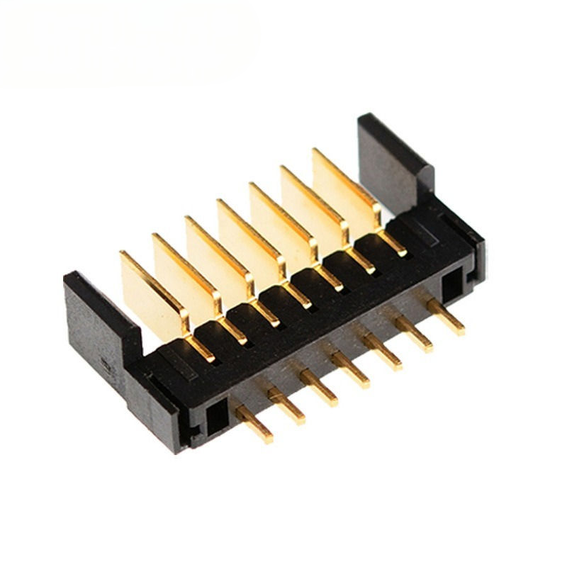 Conector de suporte de bateria de trava de impressão digital de 7 pinos, lâmina de inserção com espaçamento de 2,0 mm, material PBT, contatos de bronze fosforoso