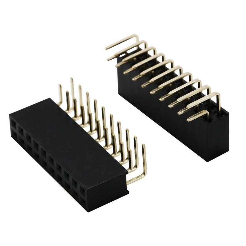 2X10P 20P Dupla fileira dobrado cabeça feminina Pitch 2,54mm Pin PBT Material Fosforo Contatos de bronze