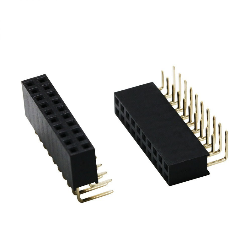 2X10P 20P Dupla fileira dobrado cabeça feminina Pitch 2,54mm Pin PBT Material Fosforo Contatos de bronze
