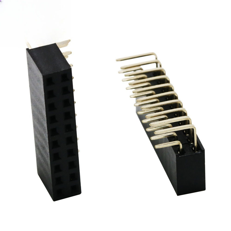 2X10P 20P Dupla fileira dobrado cabeça feminina Pitch 2,54mm Pin PBT Material Fosforo Contatos de bronze