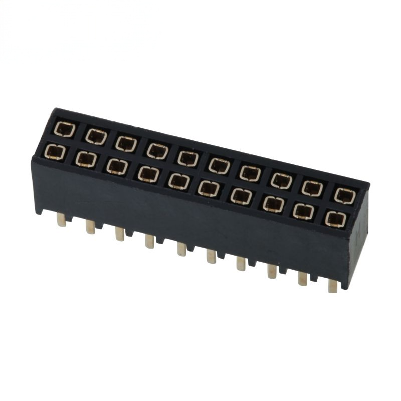 Conector de pino de soquete de cabeçalho reto fêmea de fileira dupla com passo de 2,54 mm para DIP