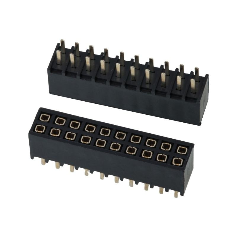Conector de pino de soquete de cabeçalho reto fêmea de fileira dupla com passo de 2,54 mm para DIP