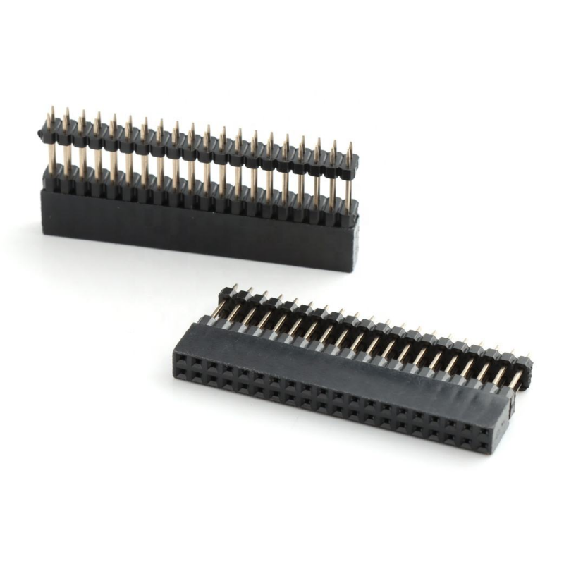 Conector de Pino Duplo de 2,54 mm de Passo, Altura Aumentada, 2*20 pinos, Cabeçalho de Empilhamento Reto, Cabeçalho Fêmea de Pino de 0,1 polegada