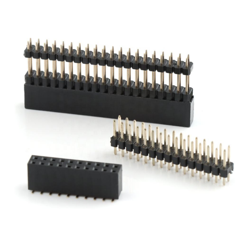 Conector de Pino Duplo de 2,54 mm de Passo, Altura Aumentada, 2*20 pinos, Cabeçalho de Empilhamento Reto, Cabeçalho Fêmea de Pino de 0,1 polegada