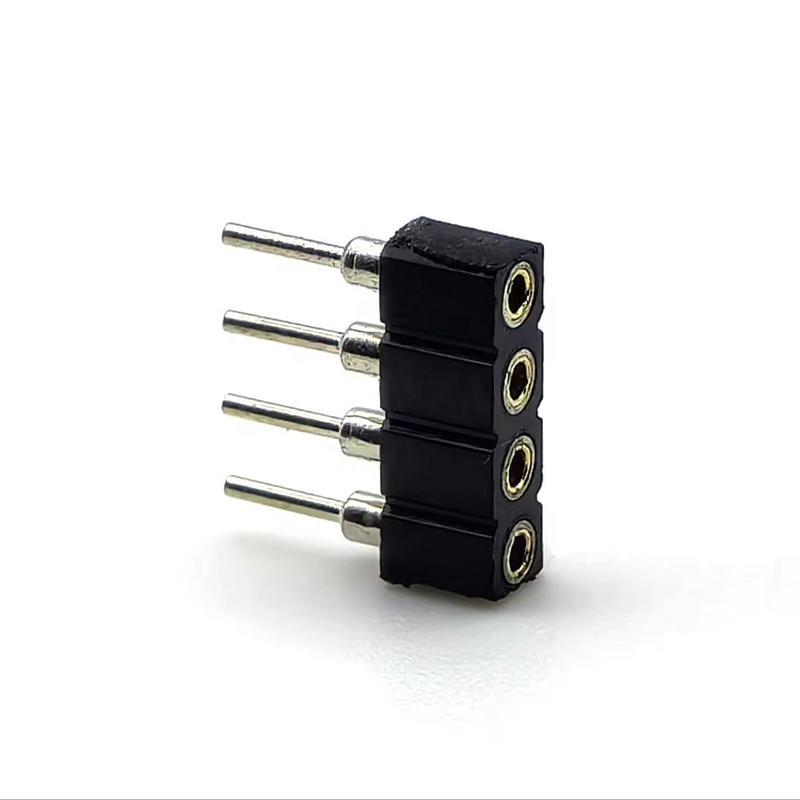 2.54mm Pitch DIN Brass Female Round Header Connector PPS Housing H3.0mm 1*4P Para PCBA