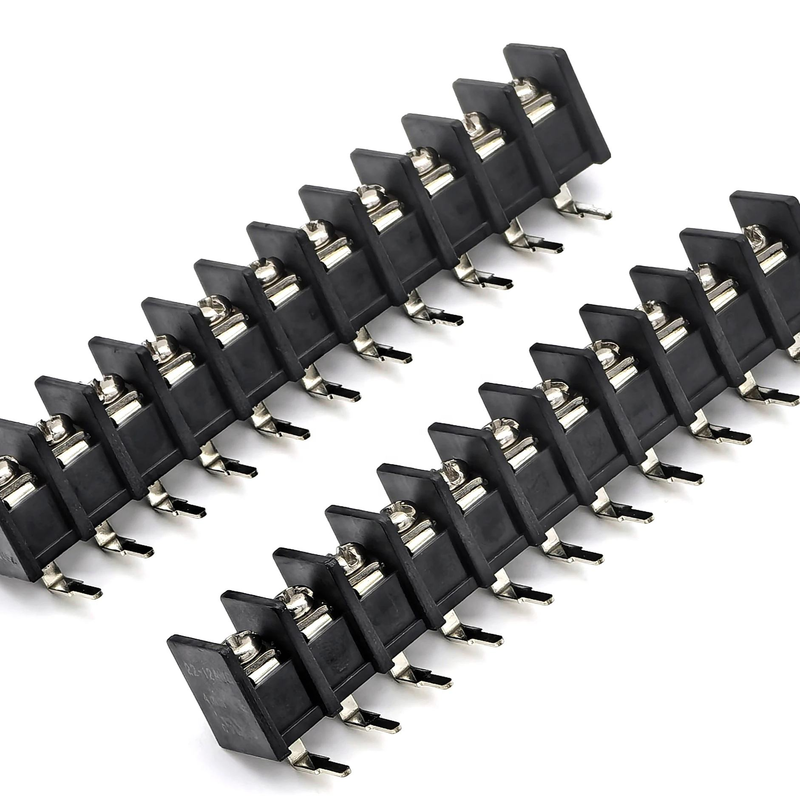 Blocos de terminais de barreira com passo de 9,5 mm DIP de 90 graus pretos Material PA66 11P 300V 25A