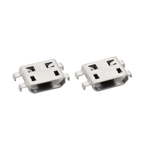 O conector meados de 0.8mm de USB da montagem do micro soquete 5P fêmea quatro pés mergulha o tipo de naufrágio