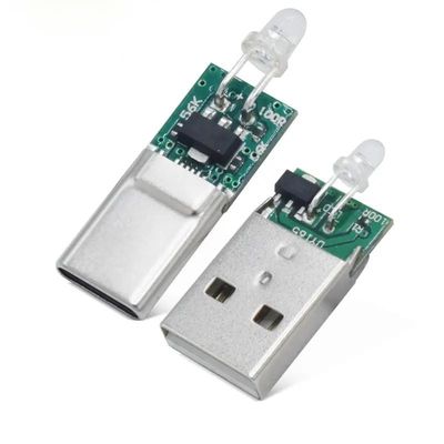 Conector masculino de cobre USB tipo C com luz LED para SAMSUNG HUAWEI